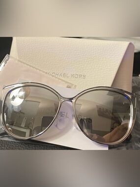 Michael Kors Silver Frame Sunglasses with Gray Gradient Lenses